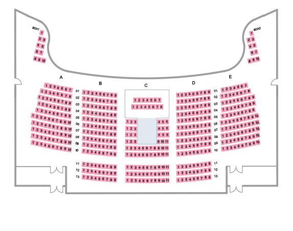 2층 좌석배치도. 무대와 좌석 배치 도면